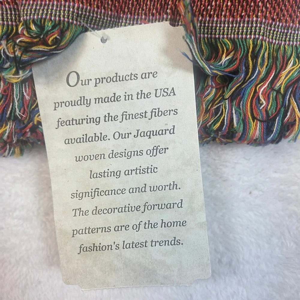 Tracy Porter Snowman Reindeer Woven Tapestry Throw Blanket Christmas USA 53x65